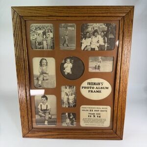 Vintage 80s 90s 11 MCM Design Wood Picture Frame Collage Portrait Family Photos